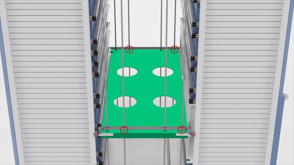 Navetta a 4punti di sospensione dei magazzini verticali automatici Lean-Lift e Multispace Hänel